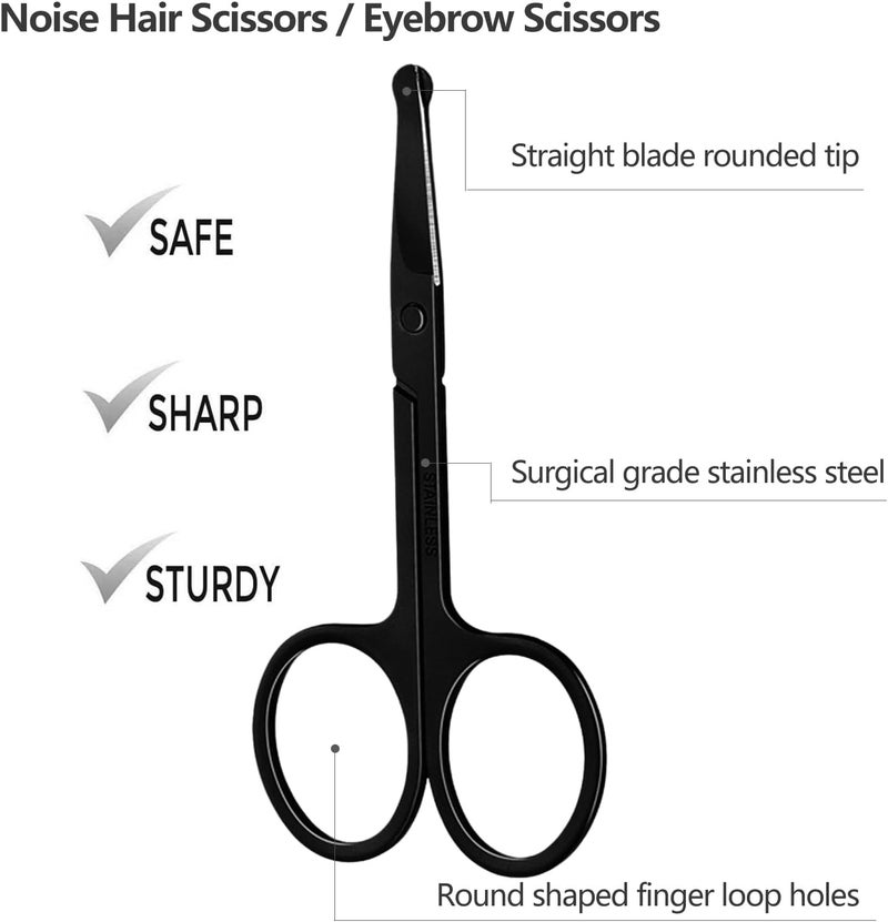 KAJUDA Eyebrow Scissors with Comb, Facial Hair Small Grooming Scissors For Men Women - Eyebrow Trimmer Scissor for Eyebrows, Nose Hair, Mustache, Beard, Eyelash - 3PCS Black - Image 5